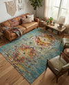 Venetian Tapestry Collection Area Rug -  SanMarco Rectangle Turquoise  lifestyle 41