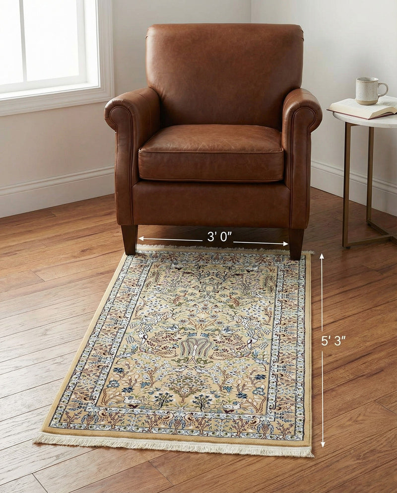 Persian Elegance Collection Area Rug -  Kerman (Beige) Rectangle Beige  lifestyle 8