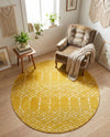 Marrakesh Lattice Collection Area Rug - Casablanca (Yellow) Round Yellow  lifestyle 74