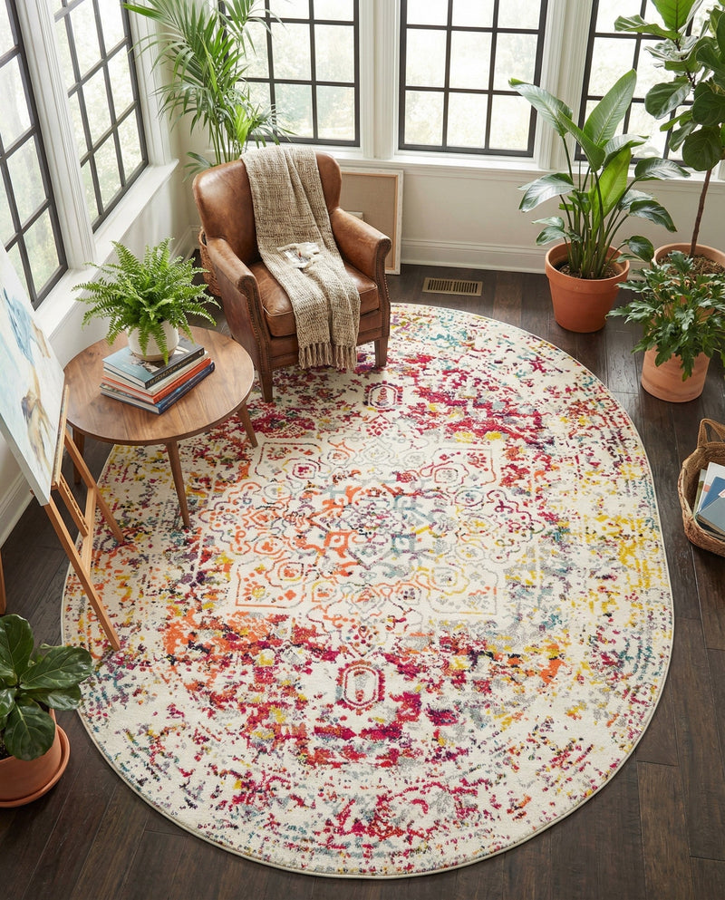Georgetown Rugs Collection Area Rug - Dupont (Light Multi) Oval Light Multi  lifestyle 76