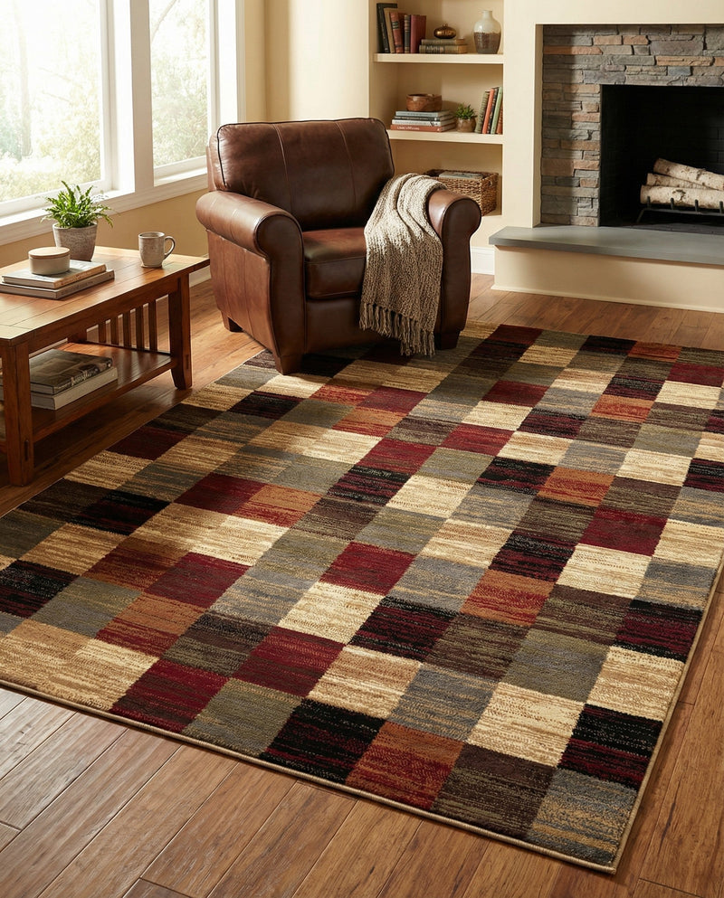 Bistro Lounge Collection Area Rug - Espresso Rectangle Multi  lifestyle 10