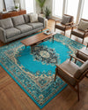 Tabriz Tapestry Collection Area Rug - Azerbaijan (Turquoise) Square Turquoise  lifestyle 43