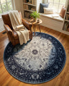 Horizon Collection Area Rug -  Apex (Blue) Round Blue  lifestyle 61