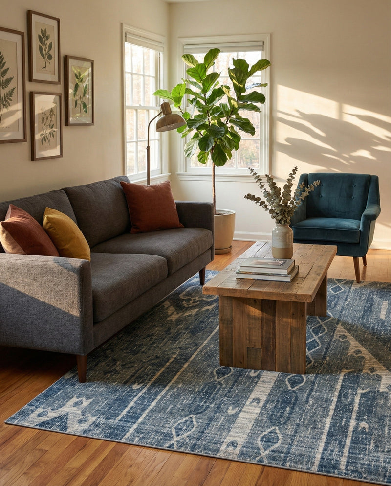 Cascade Range Collection Area Rug - Hood (Blue Gray) Rectangle Blue Gray  lifestyle 3