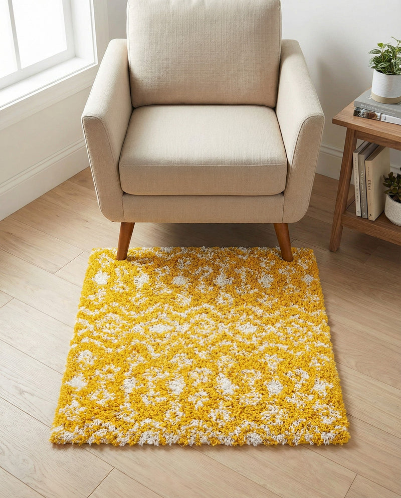 Berber Lattice Shag Collection Area Rug - Atlas (Yellow) Square Yellow  lifestyle 58