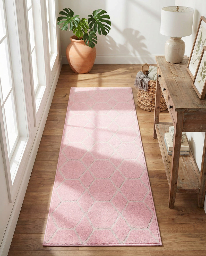Trellis Mosaic Collection Area Rug - Arborville (Light Pink) Runner Light Pink  lifestyle 56