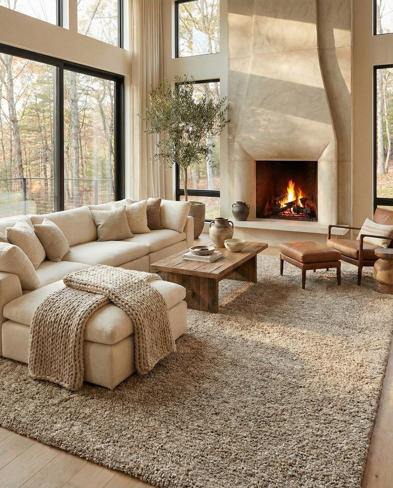 Wellington Luxe Shag Collection Area Rug - Kapiti Rectangle Taupe  lifestyle 39
