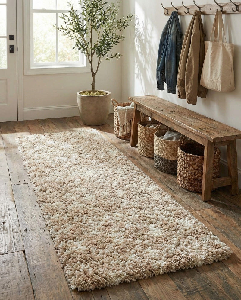Berber Lattice Shag Collection Area Rug - Atlas (Light Brown) Runner Light Brown  lifestyle 45