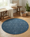 Garden Lattice Charm Collection Area Rug - Arbor (Navy Blue) Round Navy Blue  lifestyle 60