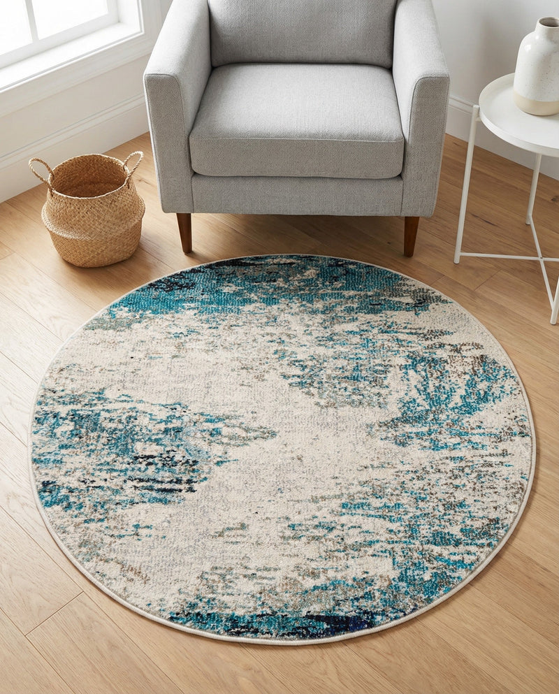 Colorburst Oasis Collection Area Rug -  Tropic Round Blue  lifestyle 80