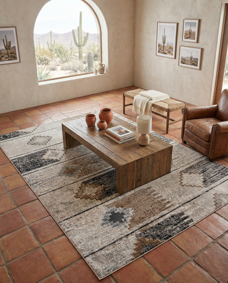 Desert Modern Eco Rug Series Collection Area Rug -  Taos Rectangle Ivory  lifestyle 18