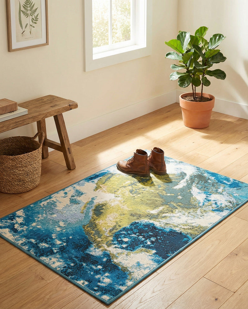 Urban Terrace Collection Area Rug -  Pergola Rectangle Blue  lifestyle 4