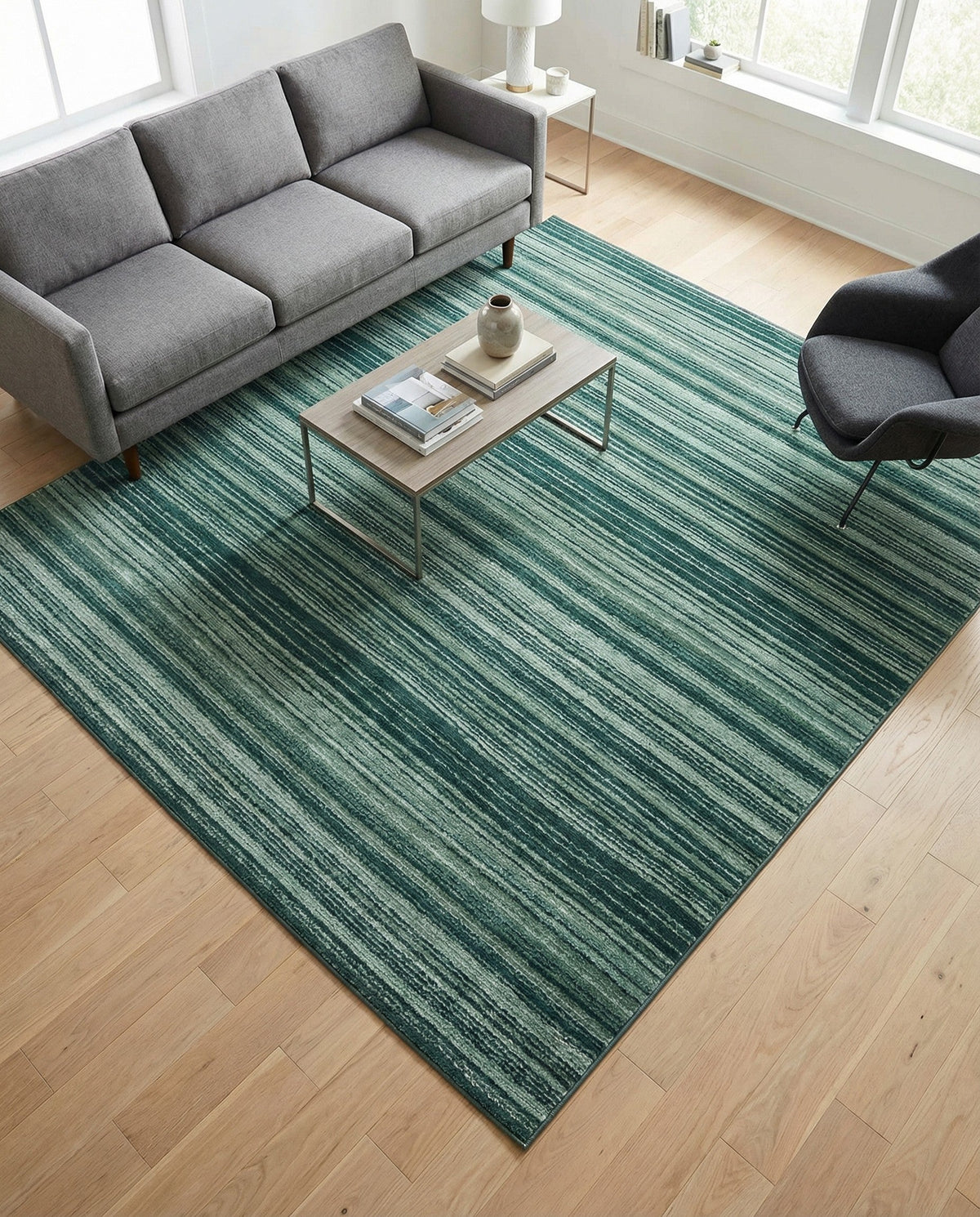 Jewel Oasis Collection Area Rug - Sapphire (Green) Square Green  lifestyle 85