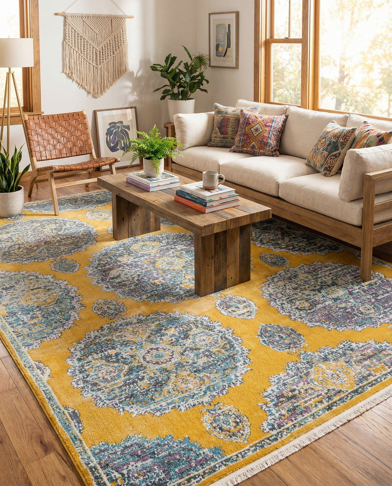 Arcadia Rugs Collection Area Rug -  Atlantis (Yellow) Rectangle Yellow  lifestyle 10