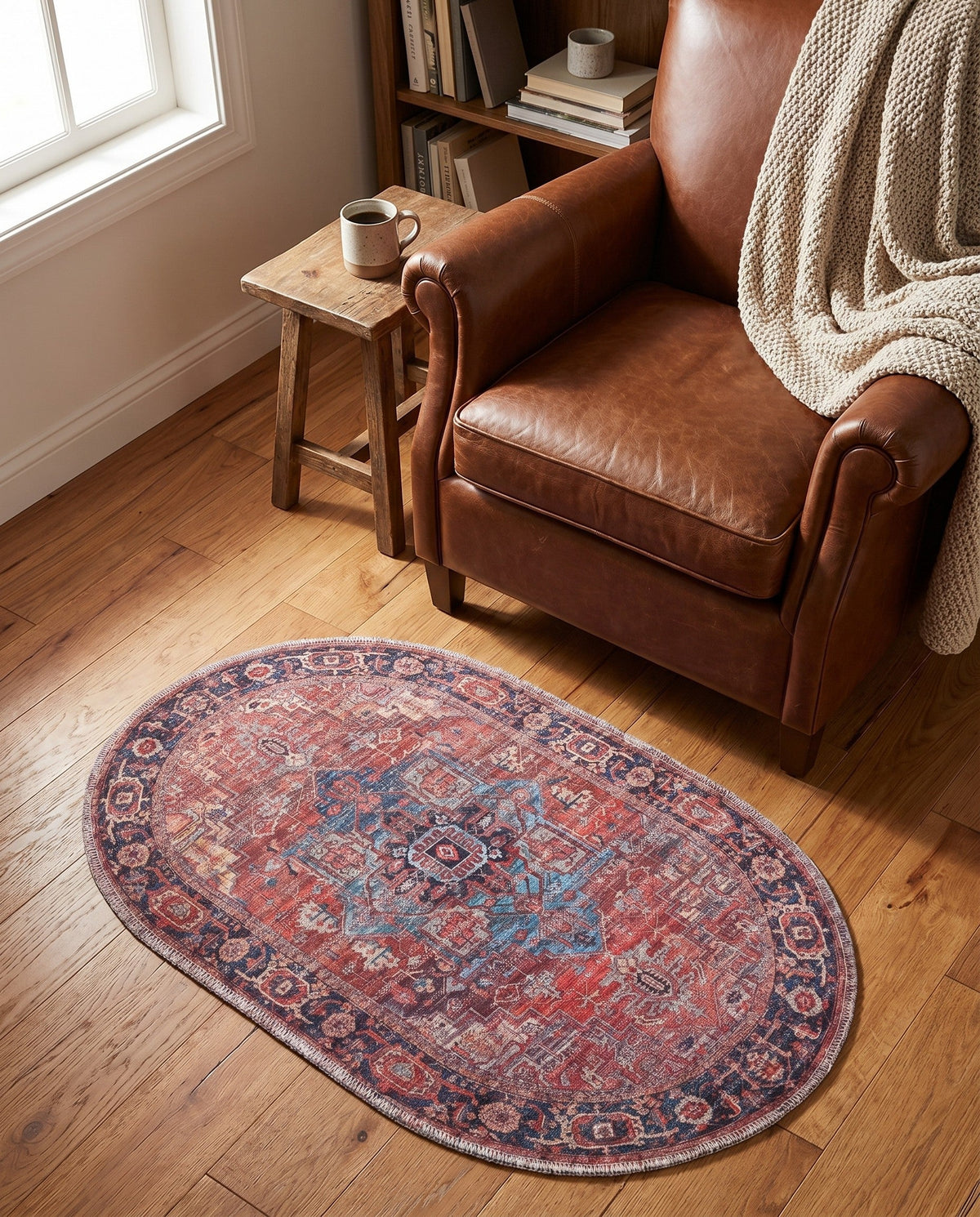 Zahara Oasis Collection Area Rug -  Essaouira Oval Rust Red  lifestyle 83