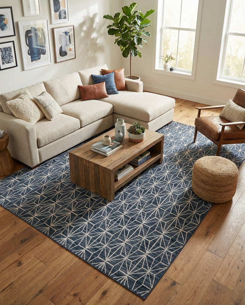 Metro Heights Collection Area Rug -  Hudson Rectangle Navy Blue  lifestyle 22