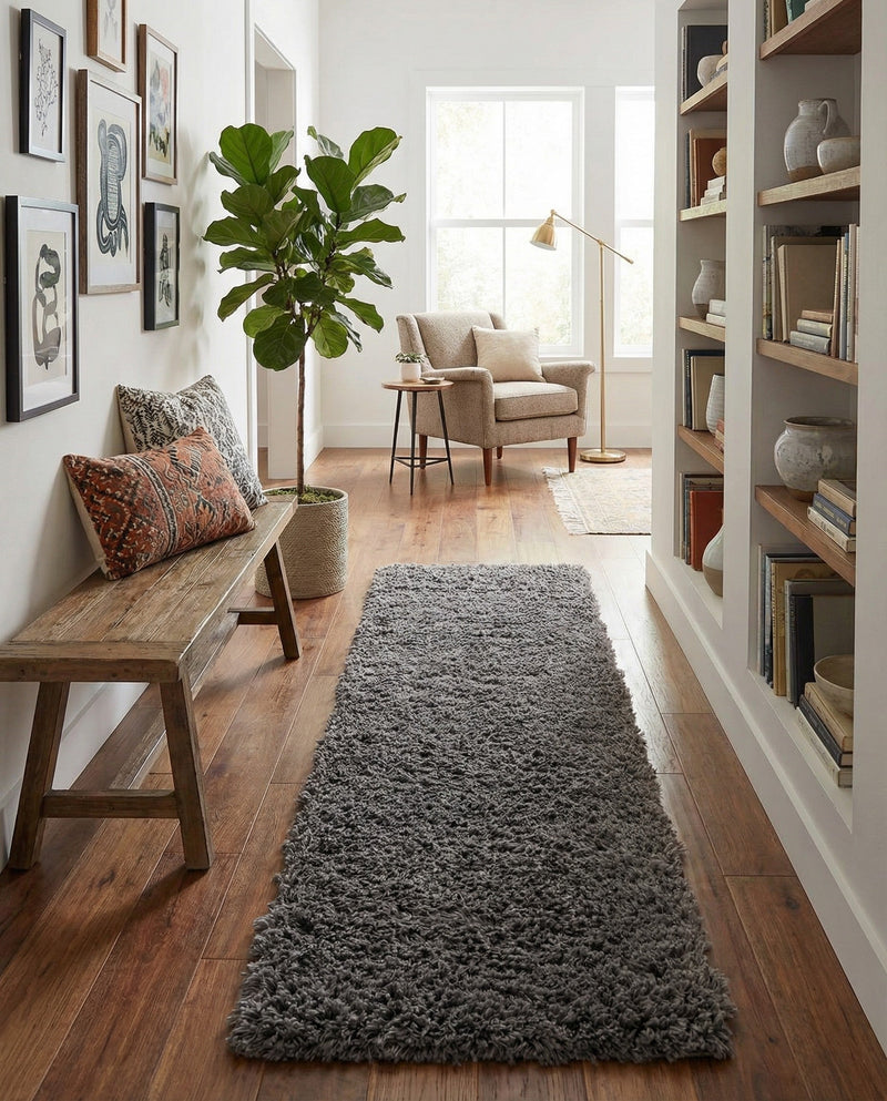 Eternal Plush Oasis Collection Area Rug -  Tranquility (Smoke) Runner Smoke  lifestyle 50