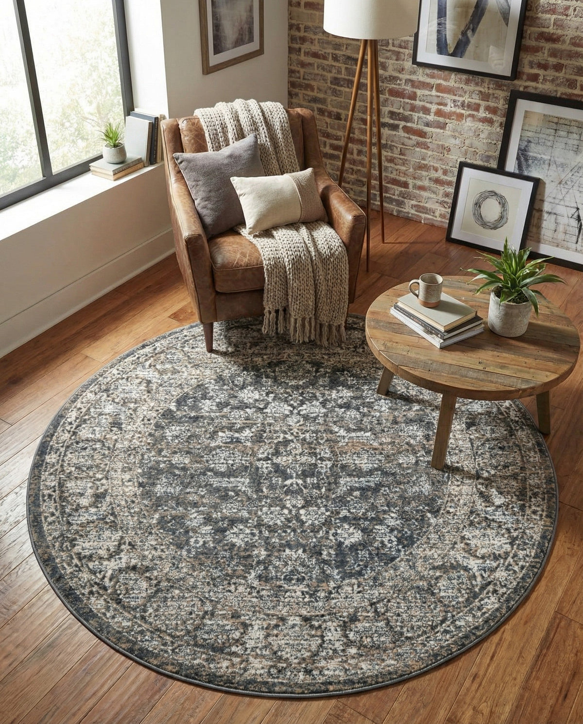 Metro Heights Collection Area Rug -  Astoria Round Navy Blue  lifestyle 118