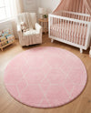 Trellis Mosaic Collection Area Rug - Arborville (Light Pink) Round Light Pink  lifestyle 86