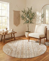 Cascade Range Collection Area Rug - Hood (Ivory) Round Ivory  lifestyle 93