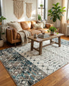 Mediterranean Lattice Collection Area Rug -  Casablanca (Ivory Gray Blue) Rectangle Ivory Gray Blue  lifestyle 12