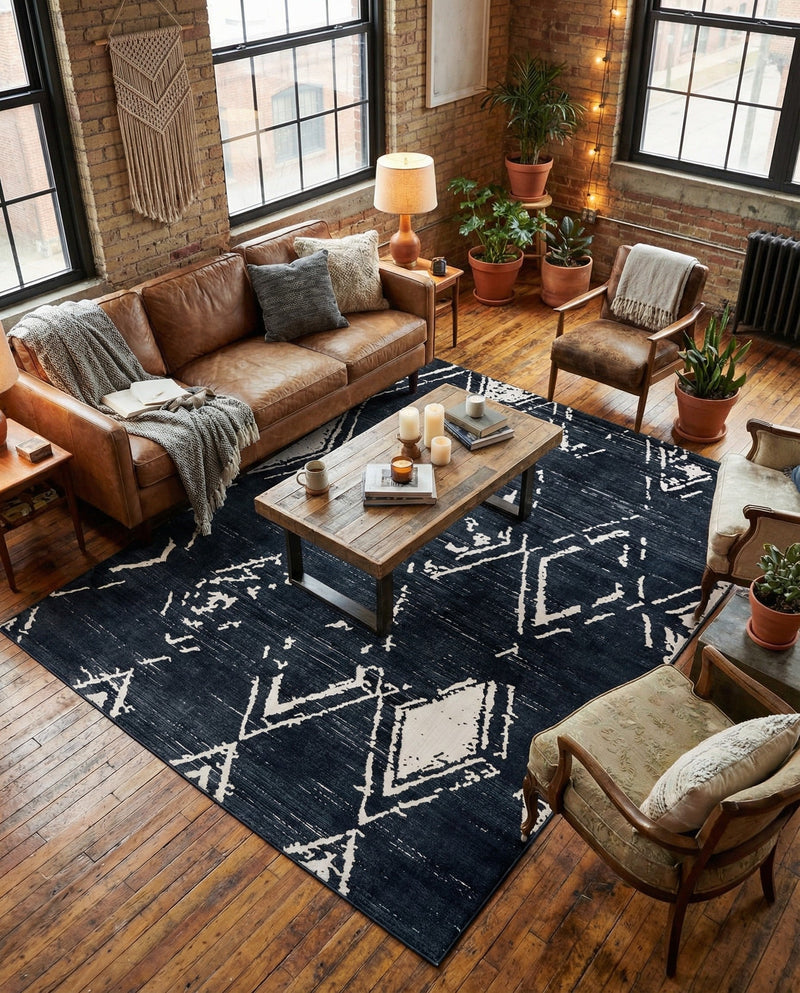 Metro Heights Collection Area Rug -  Madison Rectangle Navy Blue  lifestyle 18