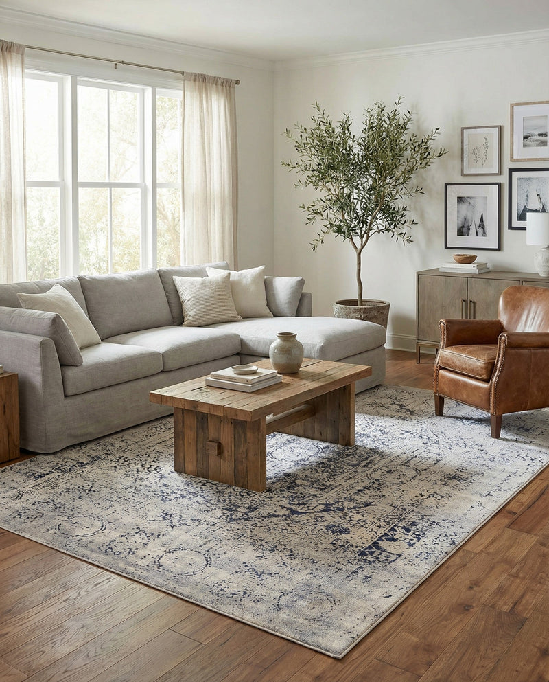 Coastal Manor Collection Area Rug -  Wavecrest Rectangle Gray  lifestyle 24
