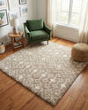 Berber Lattice Shag Collection Area Rug - Atlas (Light Brown) Square Light Brown  lifestyle 55