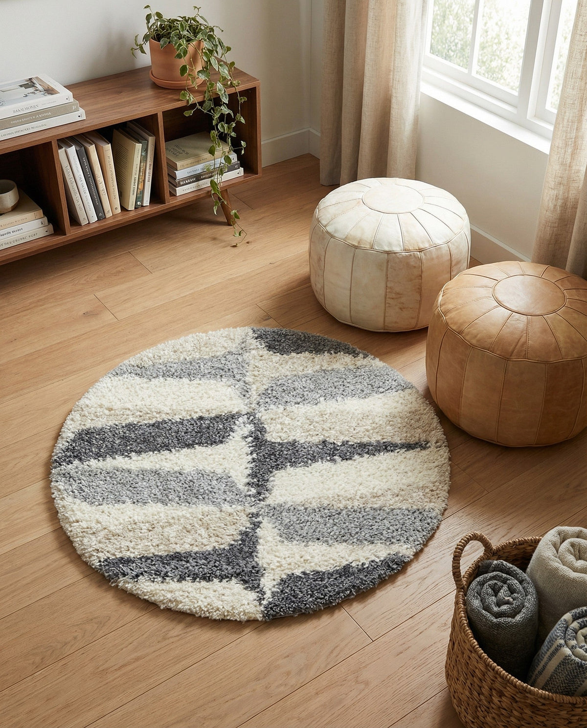 Cozy Cove Shag Collection Area Rug -  Tidewater Round Gray  lifestyle 102