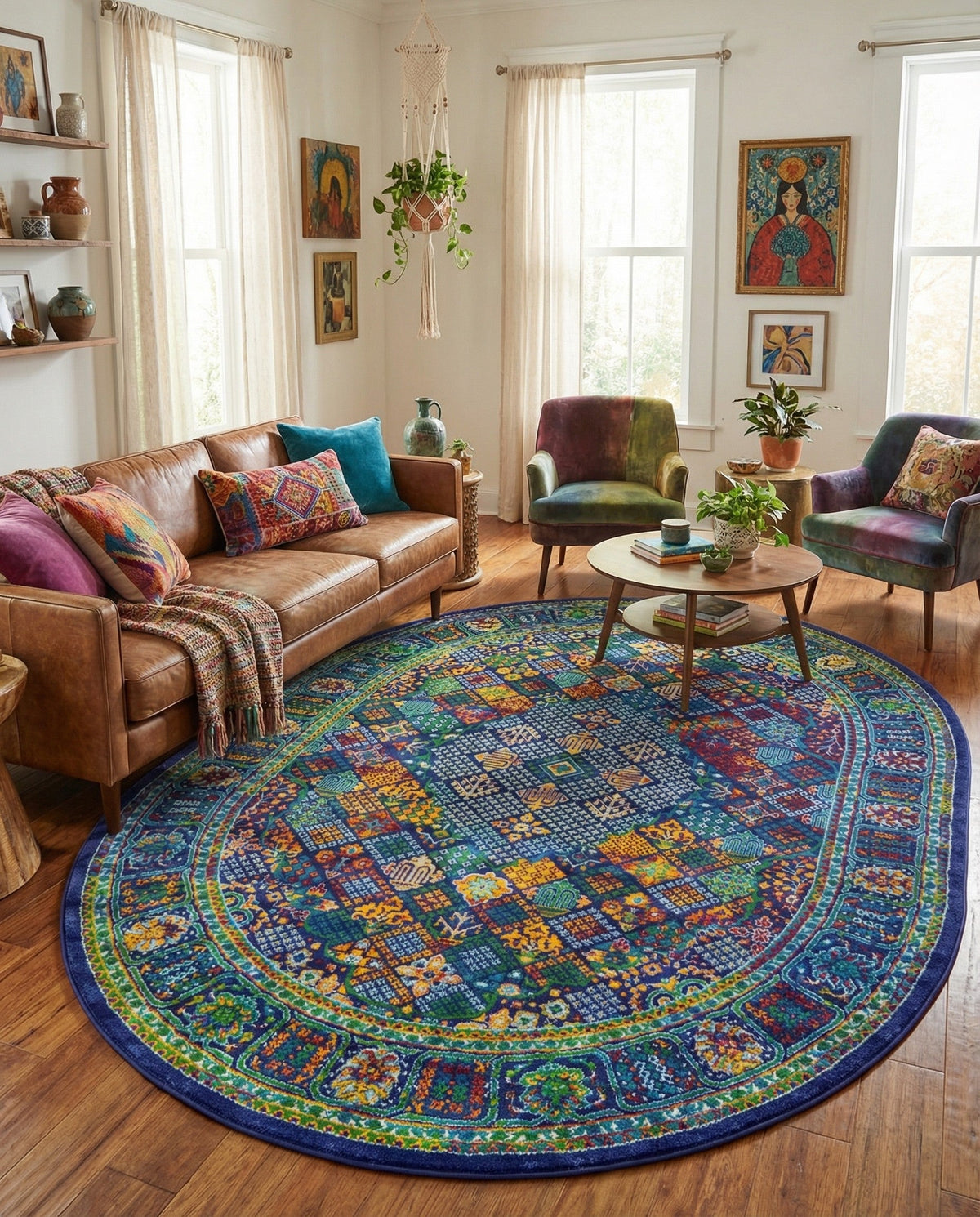 Caribbean Cove Collection Area Rug -  Mustique Oval Navy Blue  lifestyle 170