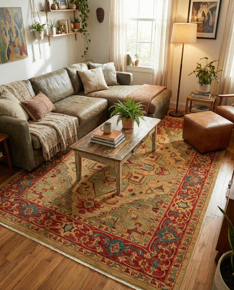 Persian Elegance Collection Area Rug -  Golestan Rectangle Tan  lifestyle 41
