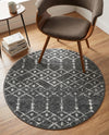 Marrakesh Lattice Collection Area Rug - Casablanca (Charcoal Gray) Round Charcoal Gray  lifestyle 56