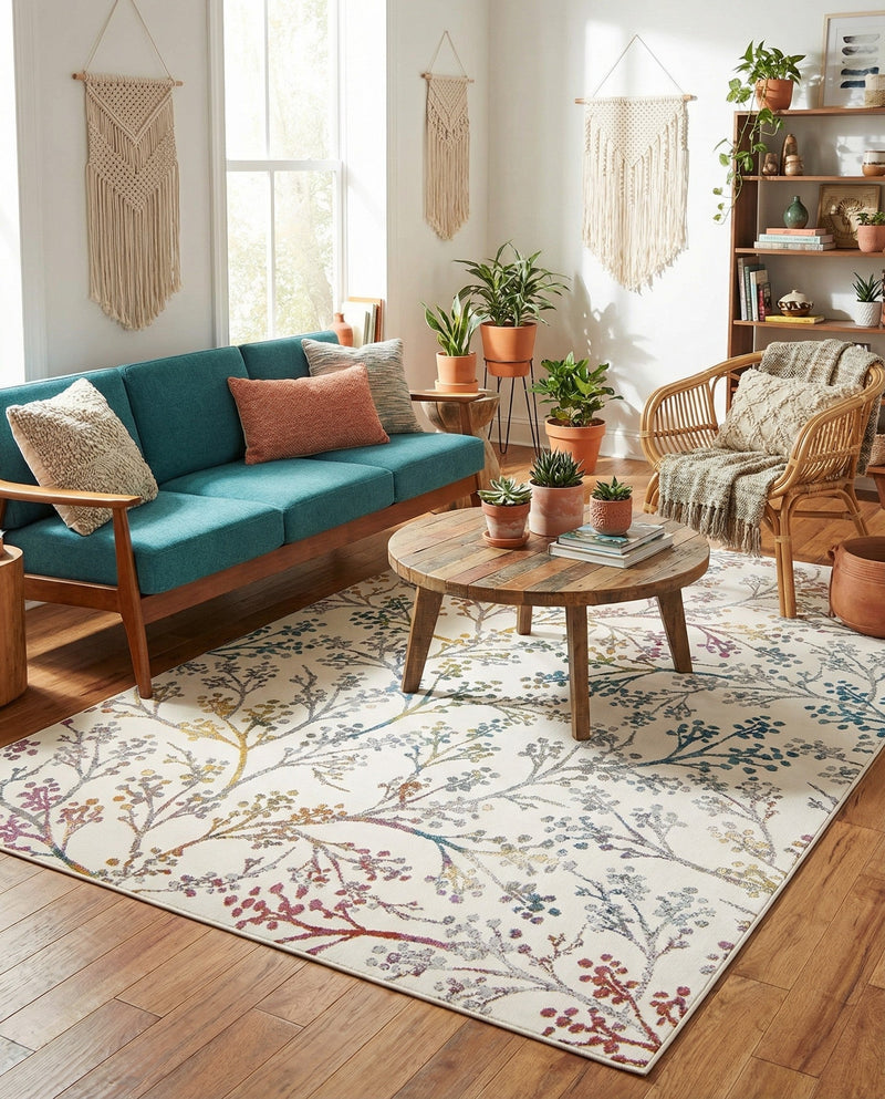 Meadow Breeze Collection Area Rug -  Sunbeam Rectangle Ivory  lifestyle 36