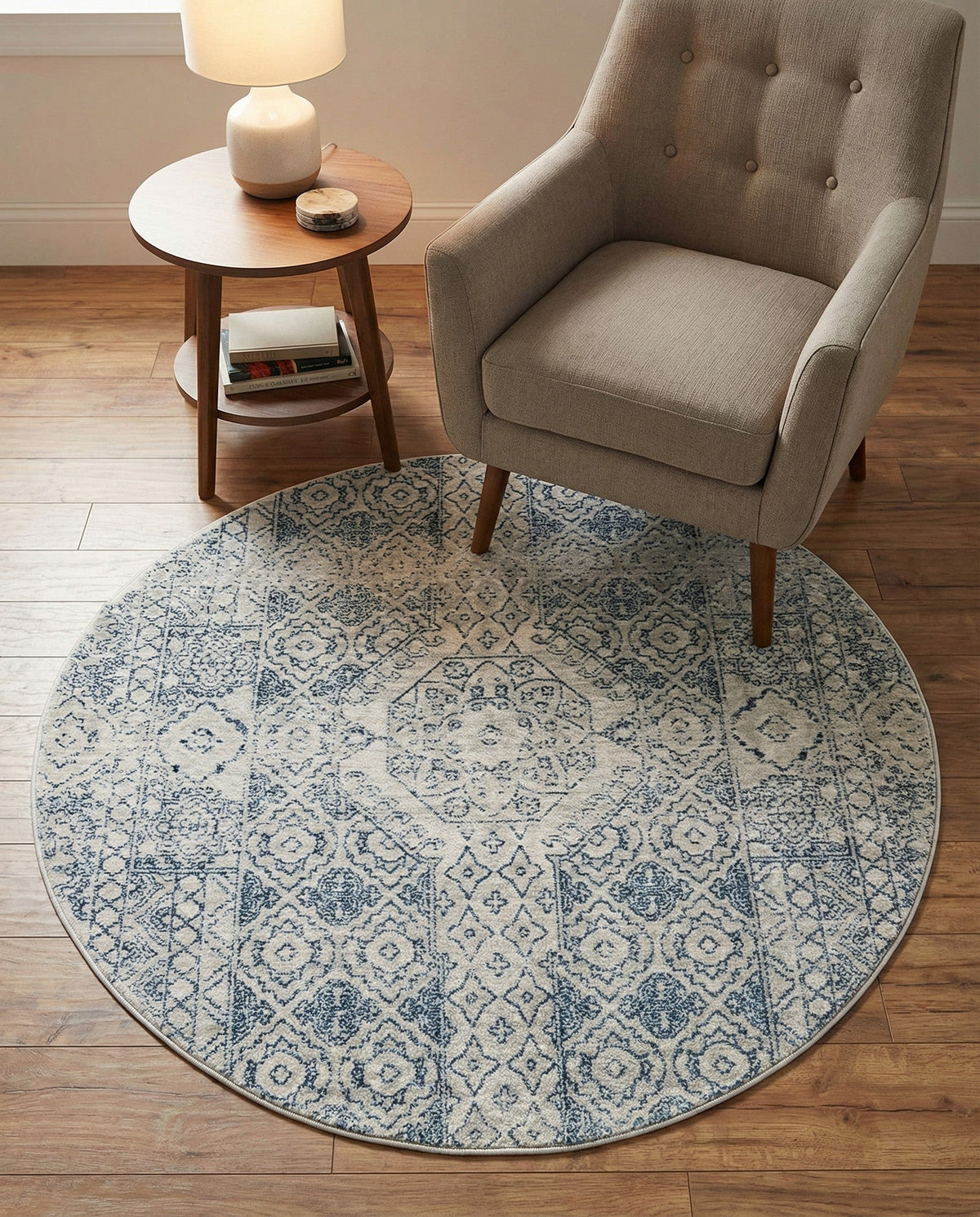 Coastal Haven Collection Area Rug -  Shoreline Round Gray  lifestyle 64