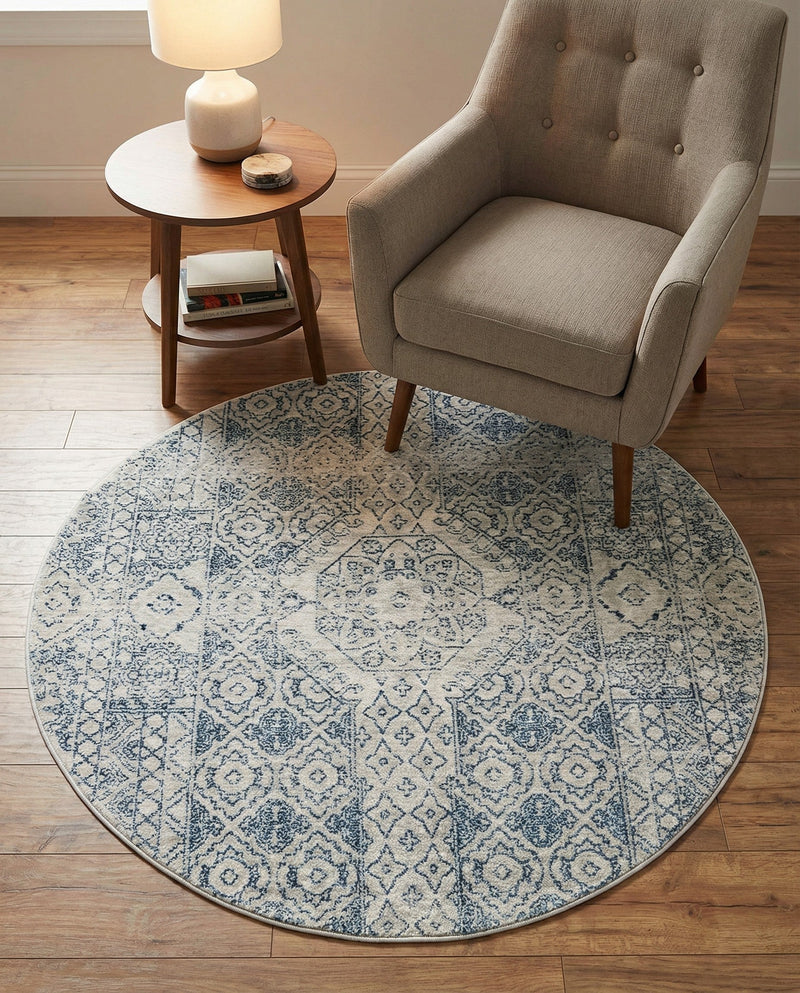 Coastal Haven Collection Area Rug -  Shoreline Round Gray  lifestyle 64