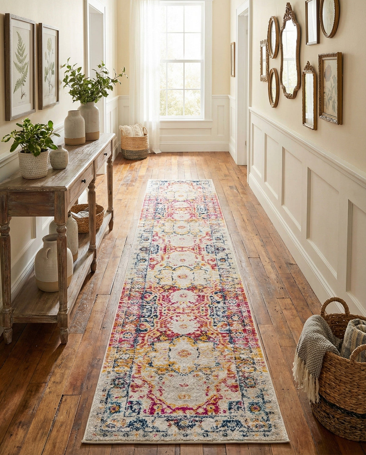 Parisian Elegance Collection Area Rug - Versailles (Pink Gray) Runner Pink Gray  lifestyle 84
