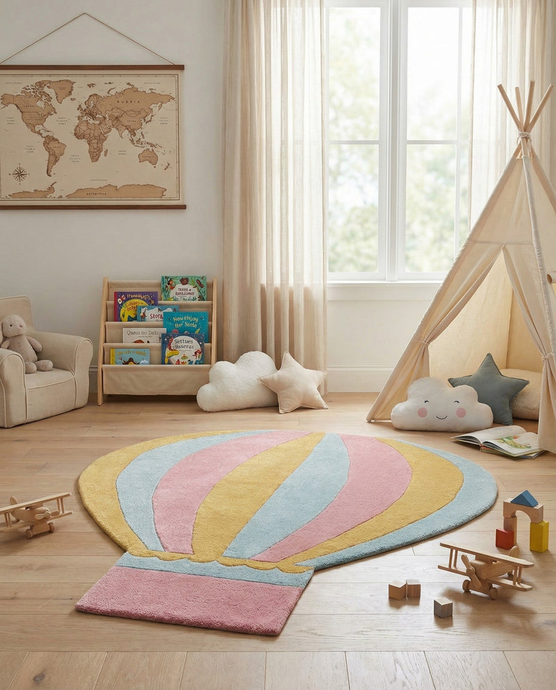 Whimsy Wonders Wool Collection Area Rug -  Oasis Square Multi  lifestyle 9