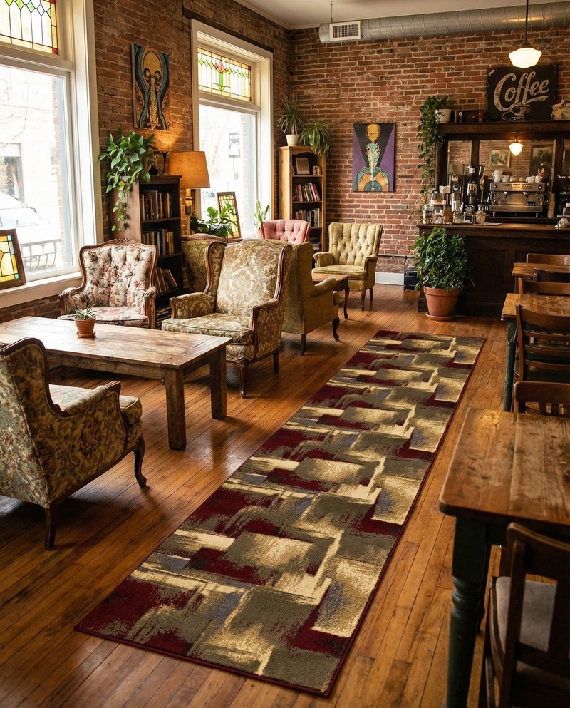 Bistro Lounge Collection Area Rug -  Doppio Runner Multi  lifestyle 38