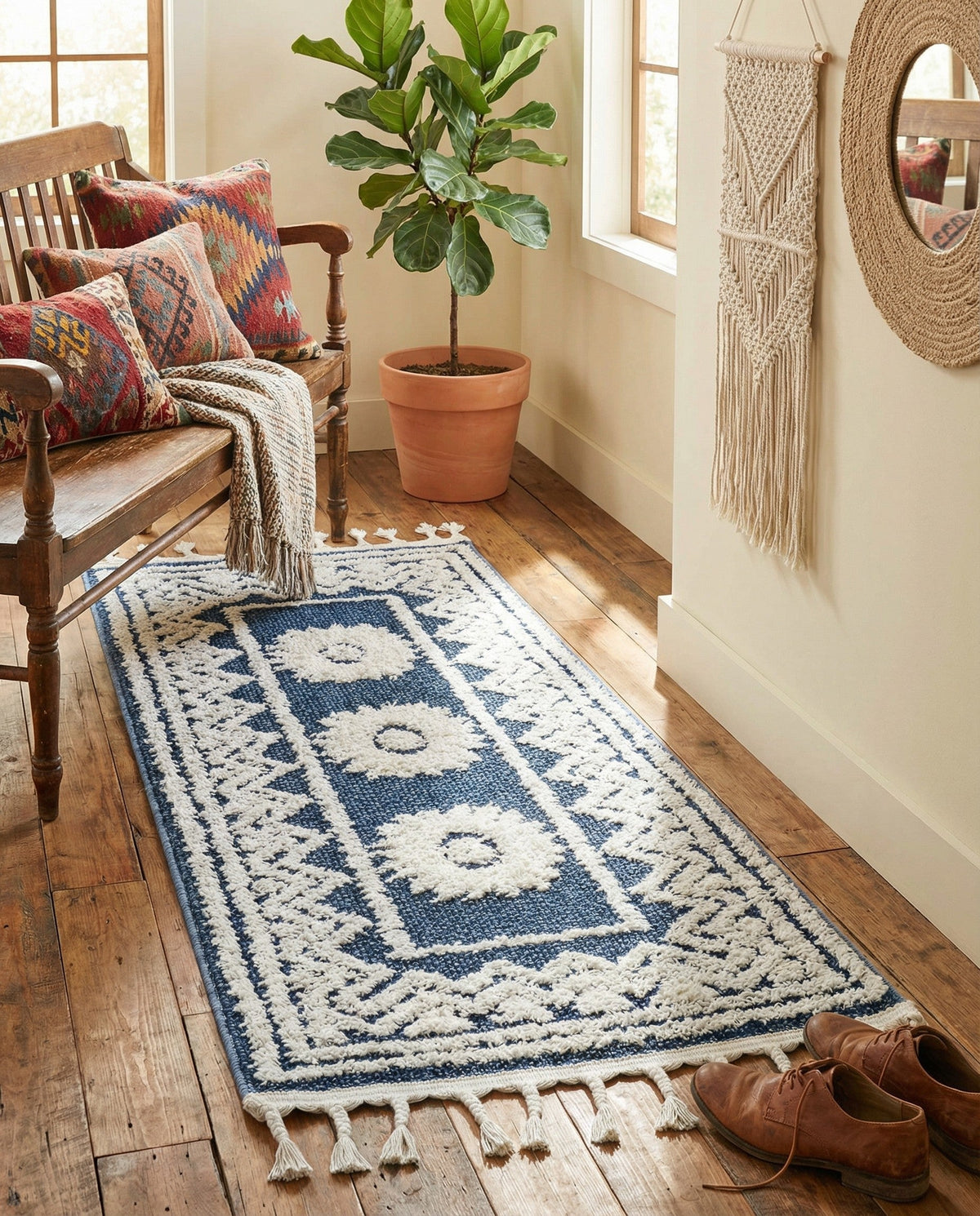 Sahara Chic Collection Area Rug -  Tangier Runner Blue  lifestyle 124