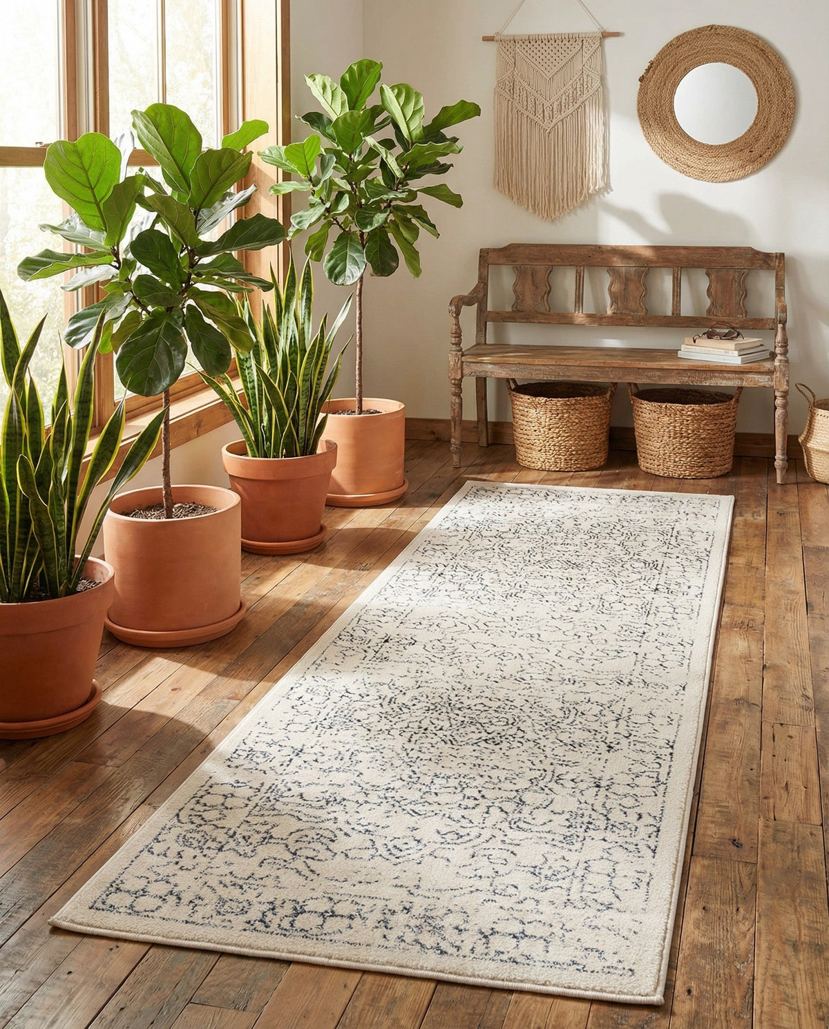 Savannah Soiree Collection Area Rug -  Everglade (White) Runner White  lifestyle 85