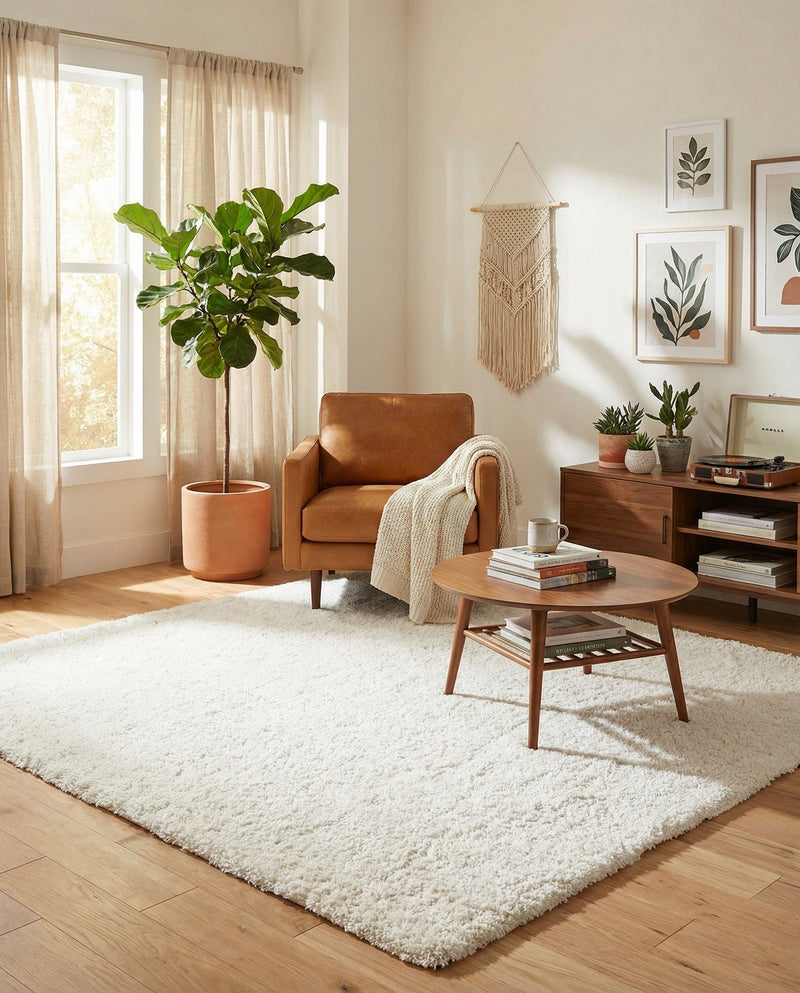 Alpine Plush Collection Area Rug -  Cortina (White) Square White  lifestyle 67