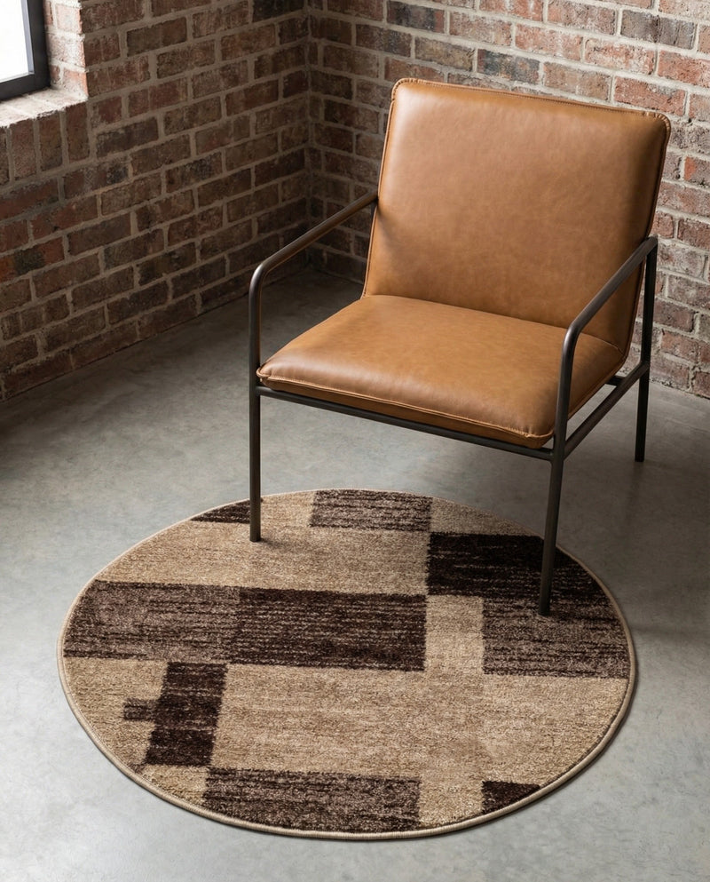 Autumn Meadow Collection Area Rug -  Sycamoreside (Light Brown) Round Light Brown  lifestyle 70