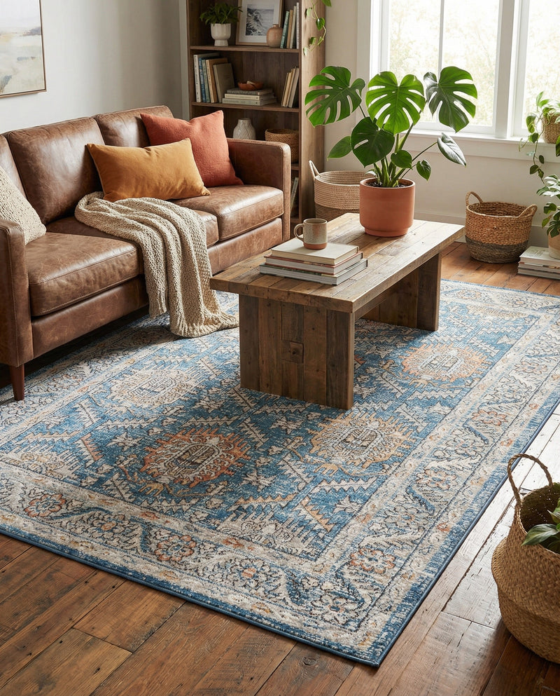 Mykonos Manor Collection Area Rug -  Paros Rectangle Blue  lifestyle 36
