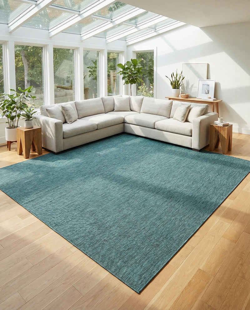 Seaside Serenity Collection Area Rug - Veranda (Teal) Square Teal  lifestyle 37