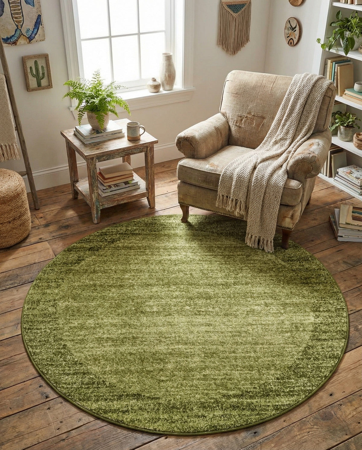 Studio Haven Collection Area Rug -  Conservatory (Light Green) Round Light Green  lifestyle 64