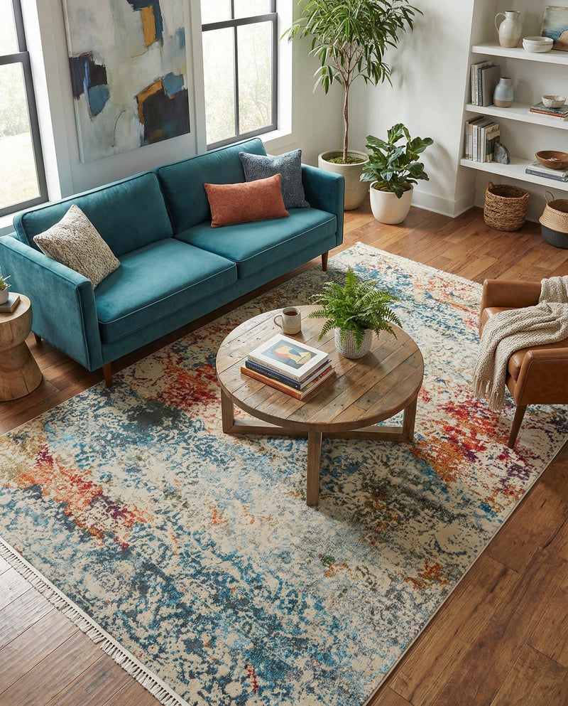Caribbean Breeze Collection Area Rug -  Isla Rectangle Cream  lifestyle 14