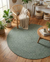Highland Woven Jute Collection Area Rug - Glenmore (Green) Round Green  lifestyle 41