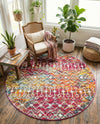 Mediterranean Lattice Collection Area Rug - Santorini (Multi) Round Multi  lifestyle 40