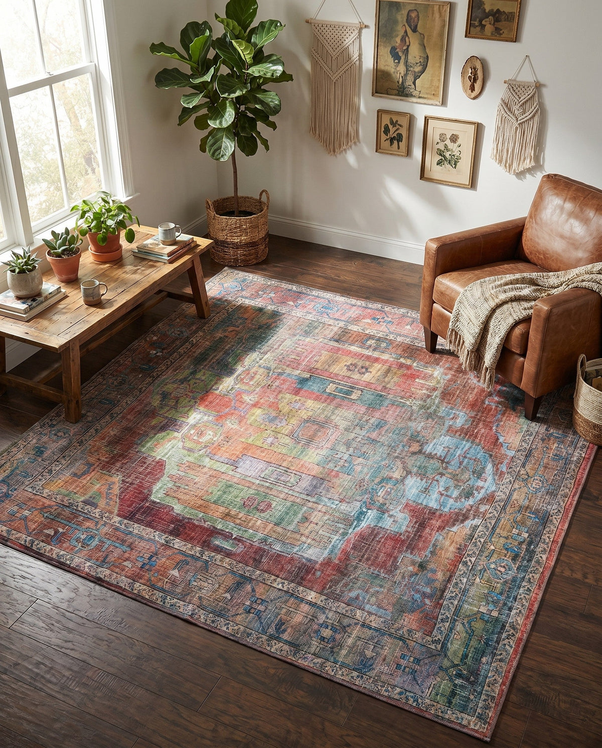 Zahara Oasis Collection Area Rug - Sahara Square Multi  lifestyle 155