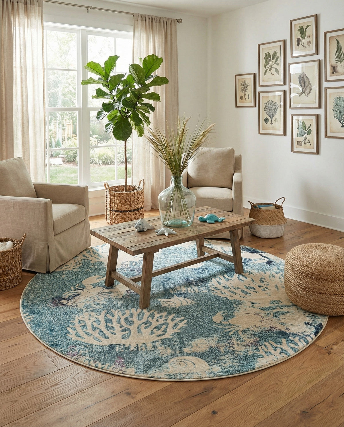 Sorrento Shores Collection Area Rug -  Vico Round Light Blue  lifestyle 109